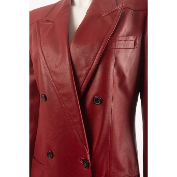 Gucci Womens Vintage Leather Jacket Blazer Red Sz 40 US S Small 1980s Excellent - Picture 4 of 6